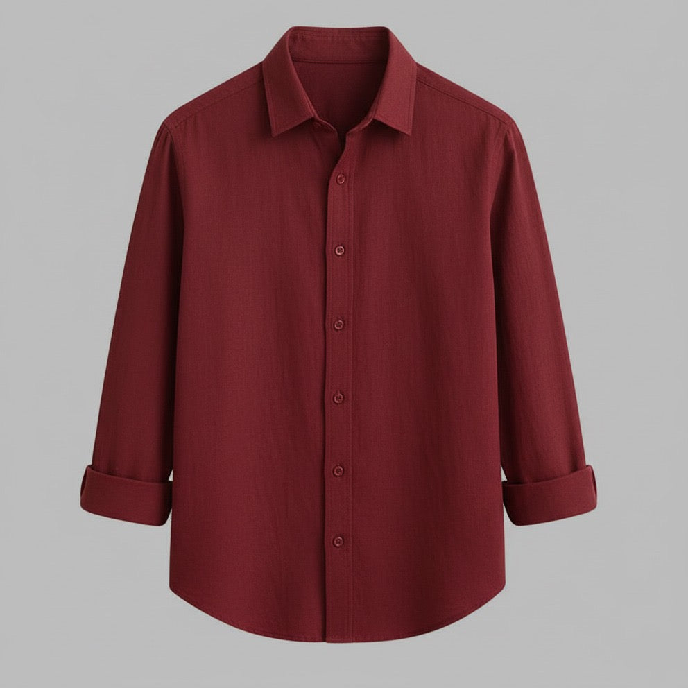 The Sophisticated Deep Red Button-Down Shirt