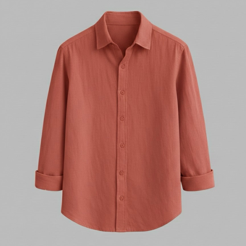 Light Pink Full-Sleeve Cotton Shirt for Men