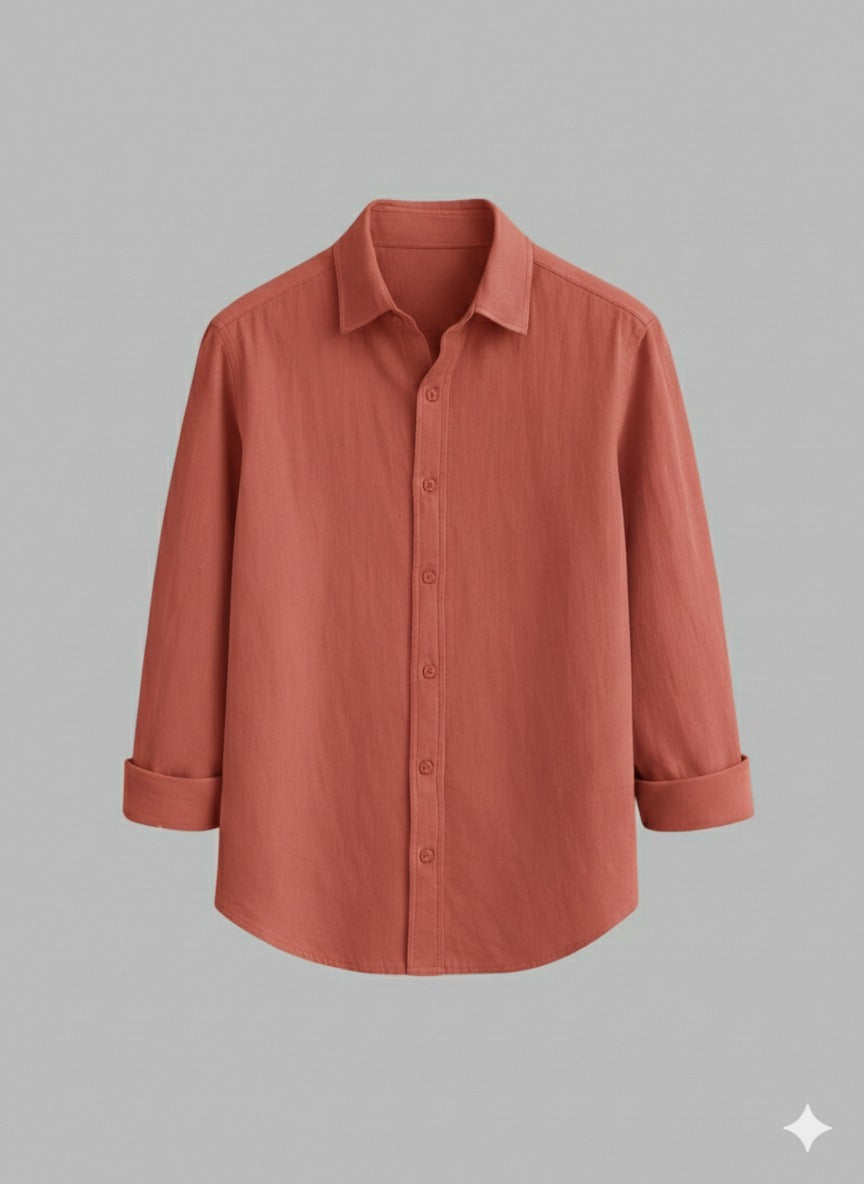 Light Pink Full-Sleeve Cotton Shirt for Men