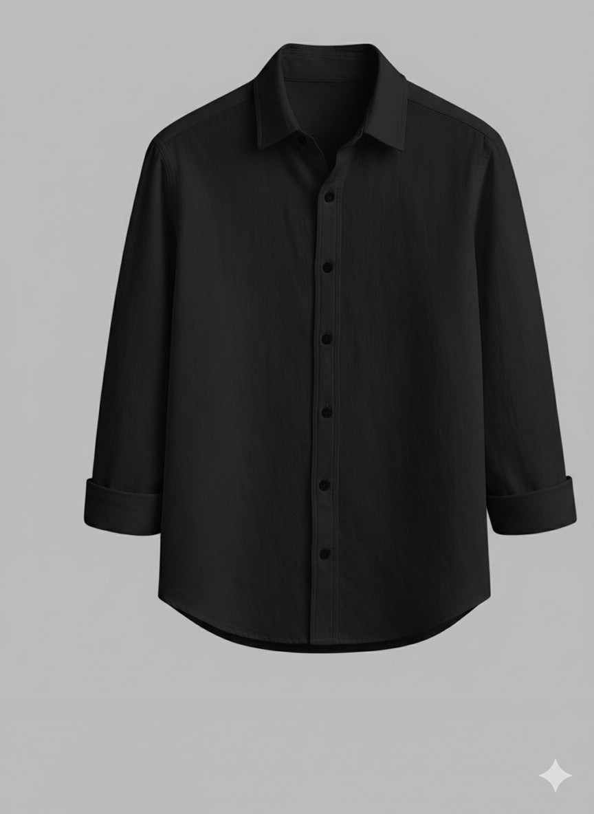 Classic Black Full-Sleeve Cotton Shirt for Men