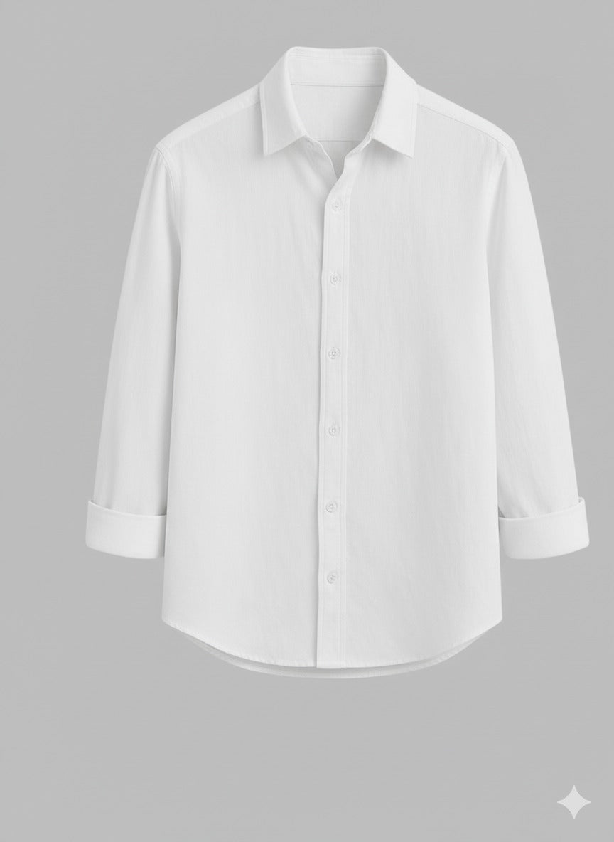 Classic White Full-Sleeve Cotton Shirt for Men