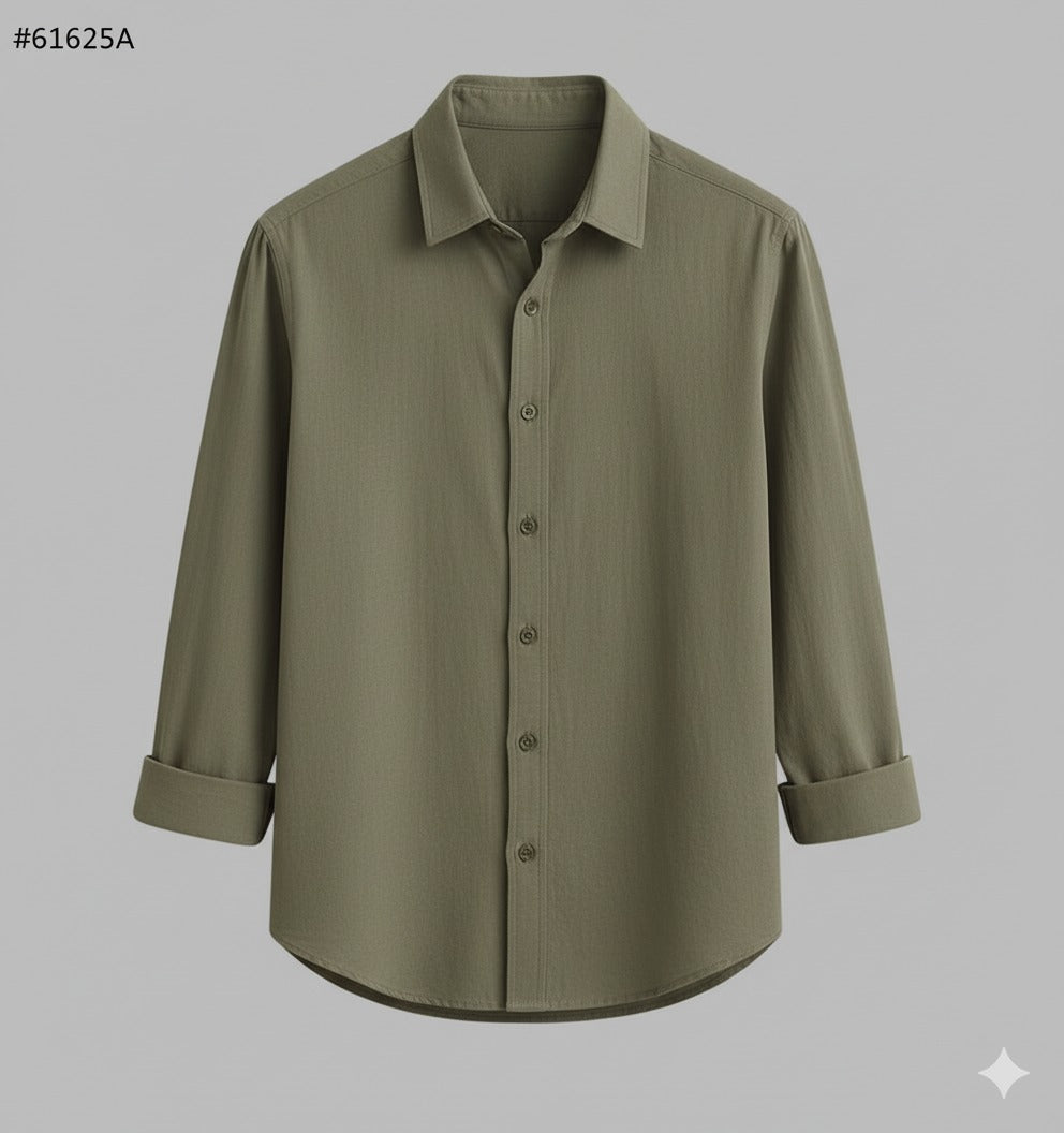 Olive Green Full-Sleeve Cotton Shirt for Men
