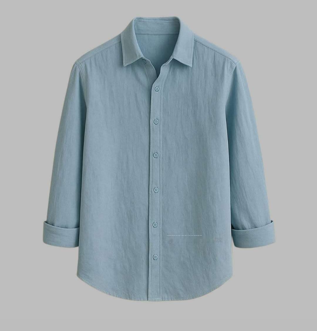 Sky Blue Full-Sleeve Cotton Shirt for Men