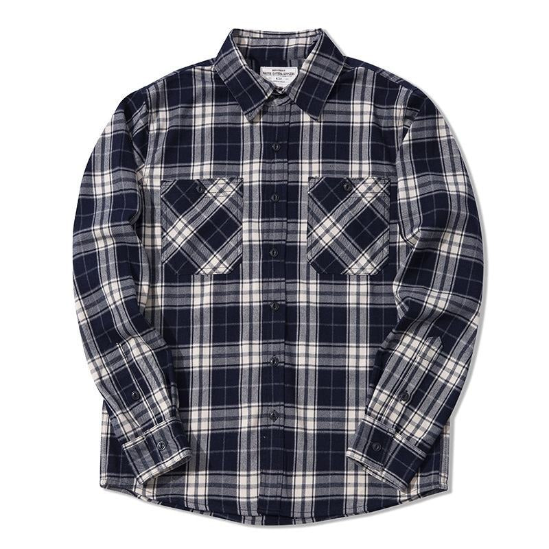 The Rugged Plaid Flannel Shirt - Classic Navy & Cream