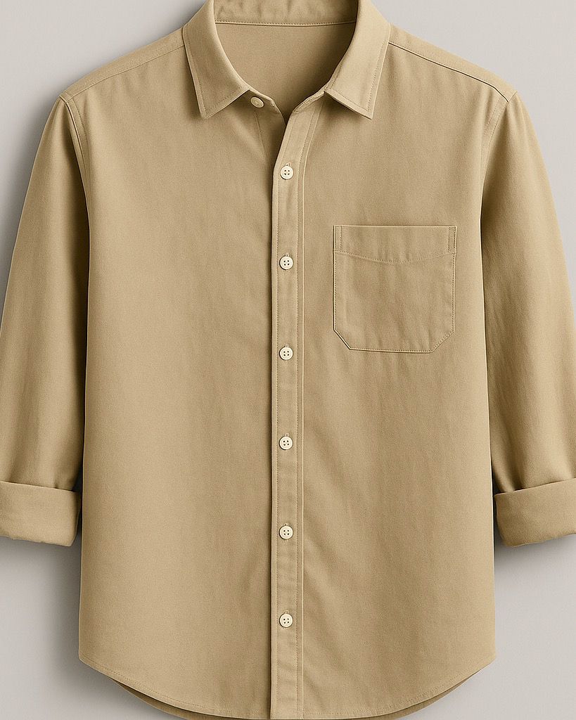 Solid Beige Premium Cotton Shirt – S to XXL (Classic Casual • Everyday Essential)